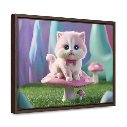 Whimsical Kitten on a Mushroom Throne - Gallery Canvas Wraps, Horizontal Frame