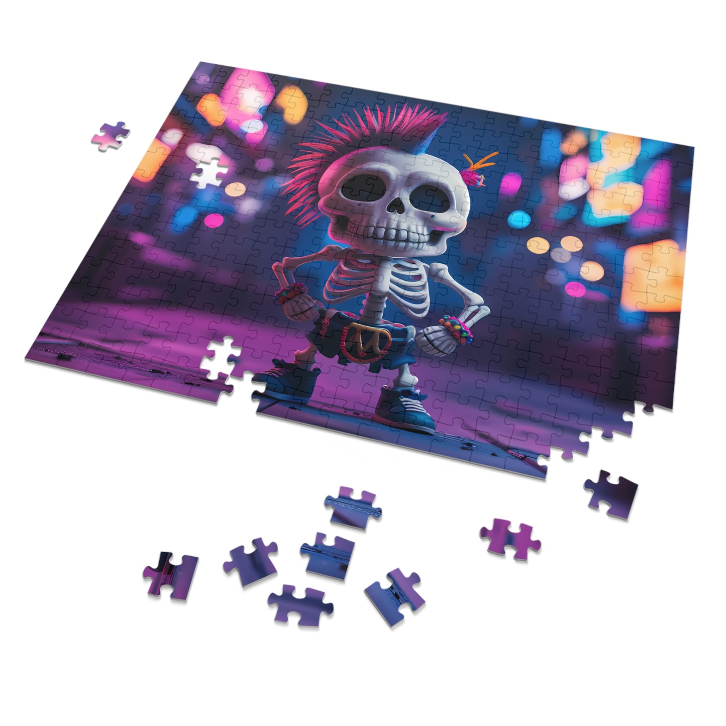 Rebel Bones in Neon Streets - Jigsaw Puzzle (30, 110, 252, 500,1000-Piece)