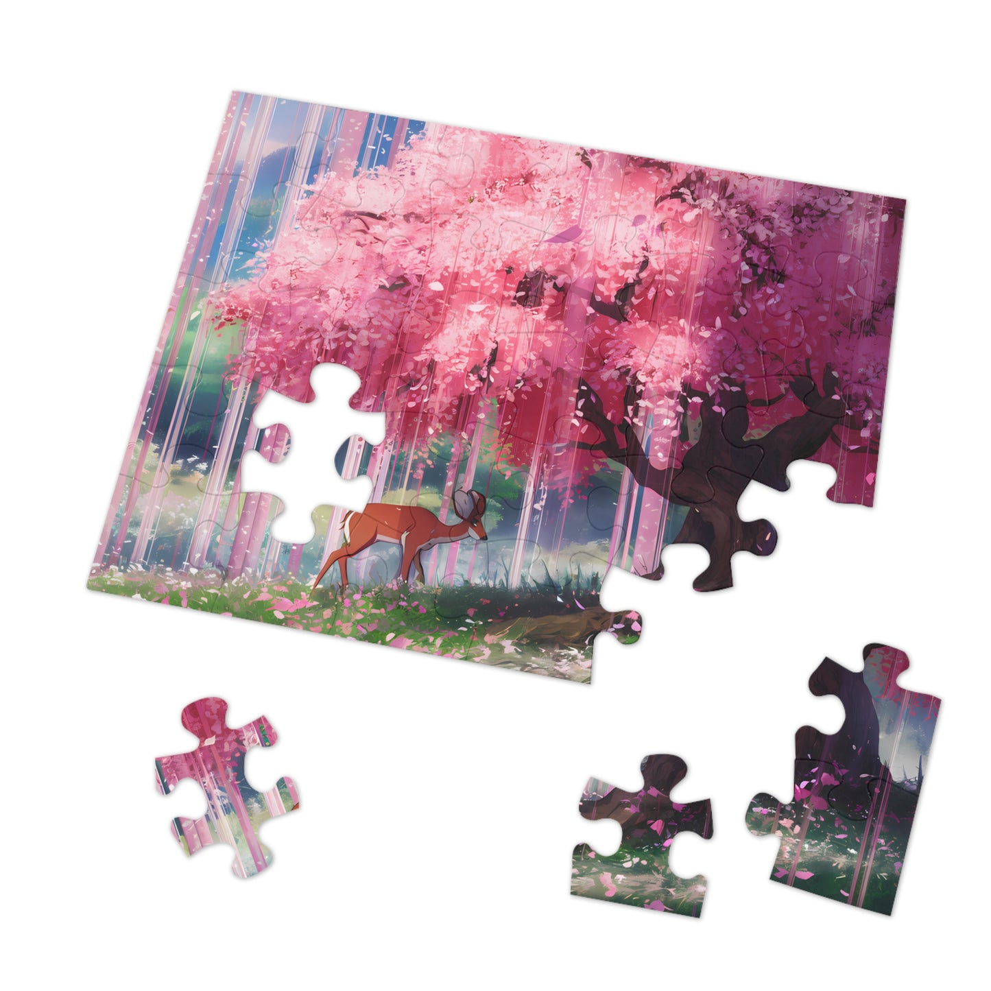 Serenity Under the Sakura Rain - Jigsaw Puzzle (30, 110, 252, 500,1000-Piece)