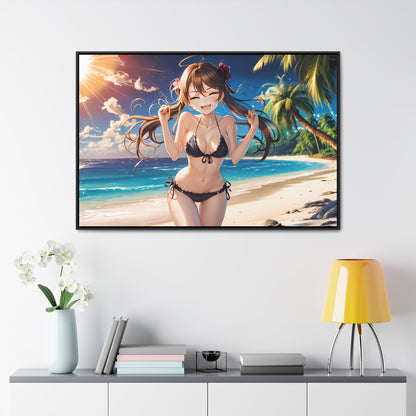 Sunlit Joy on the Beach - Gallery Canvas Wraps, Horizontal Frame