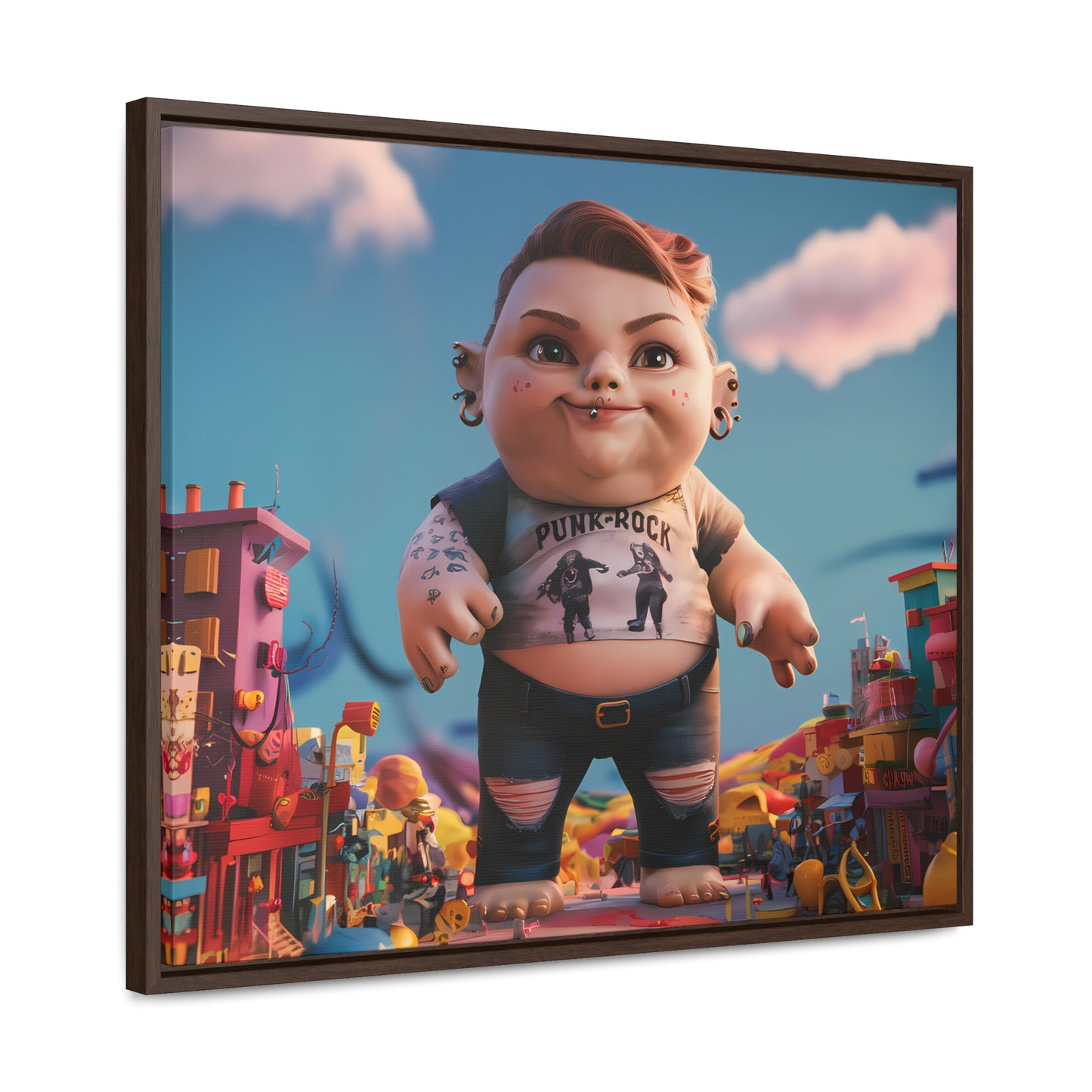 "Punk Rock Titan in Toy Town" - Gallery Canvas Wraps, Horizontal Frame