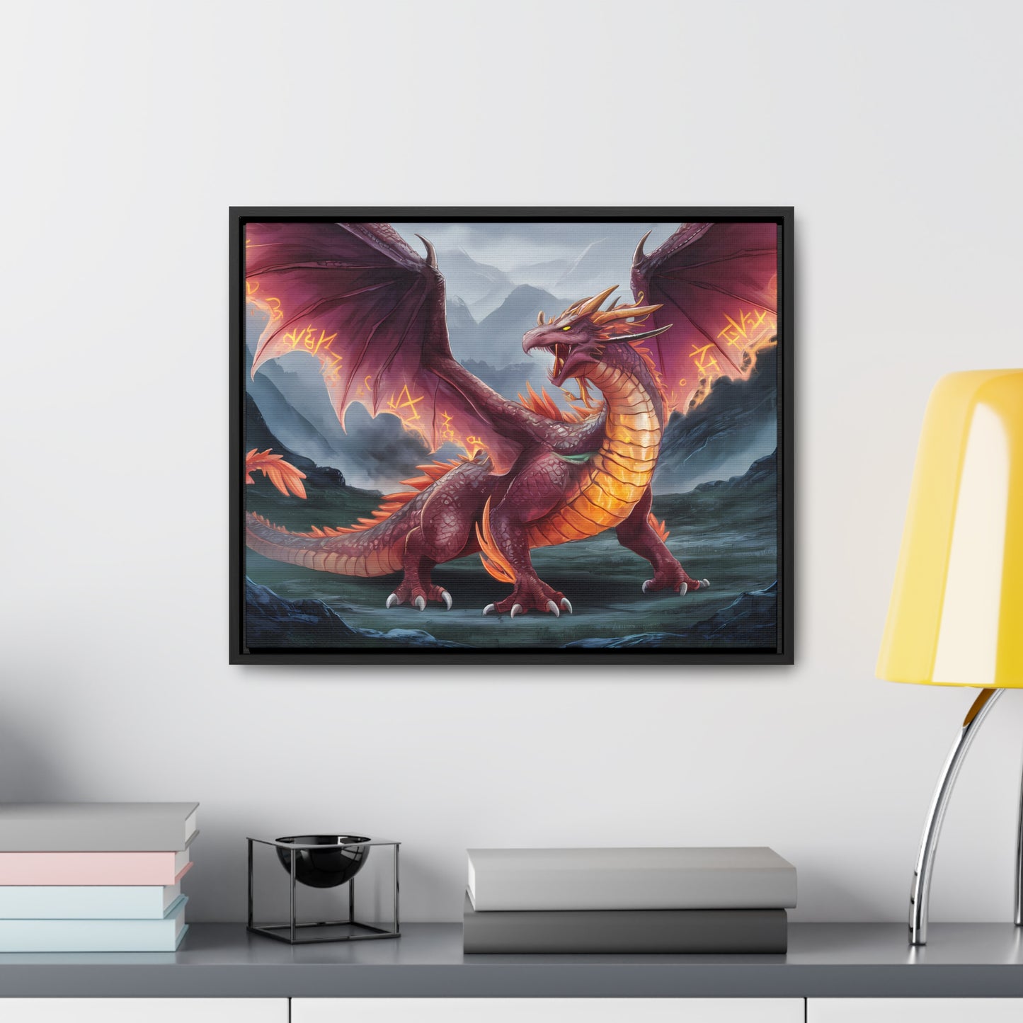 The Inferno Wyrm of the Ashen Peaks - Gallery Canvas Wraps, Horizontal Frame