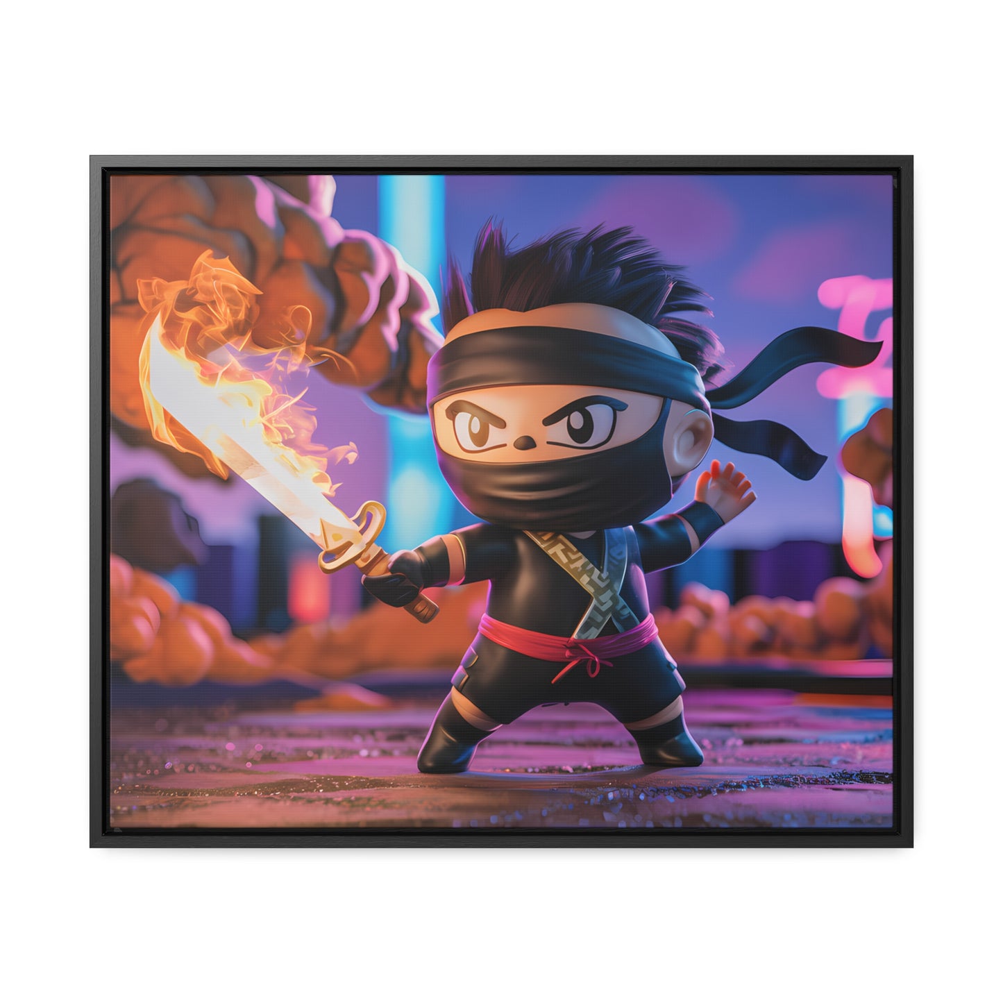 "Flameblade Ninja in Action" - Gallery Canvas Wraps, Horizontal Frame