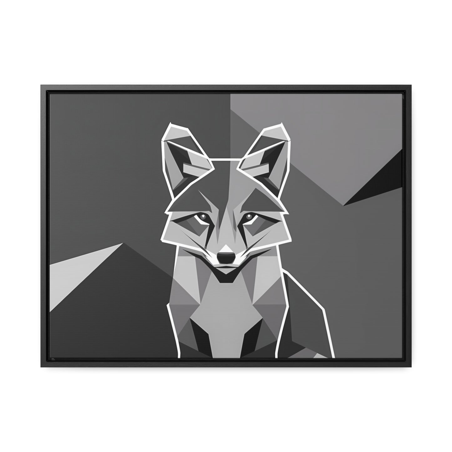"Geometric Fox in Monochrome" - Gallery Canvas Wraps, Horizontal Frame