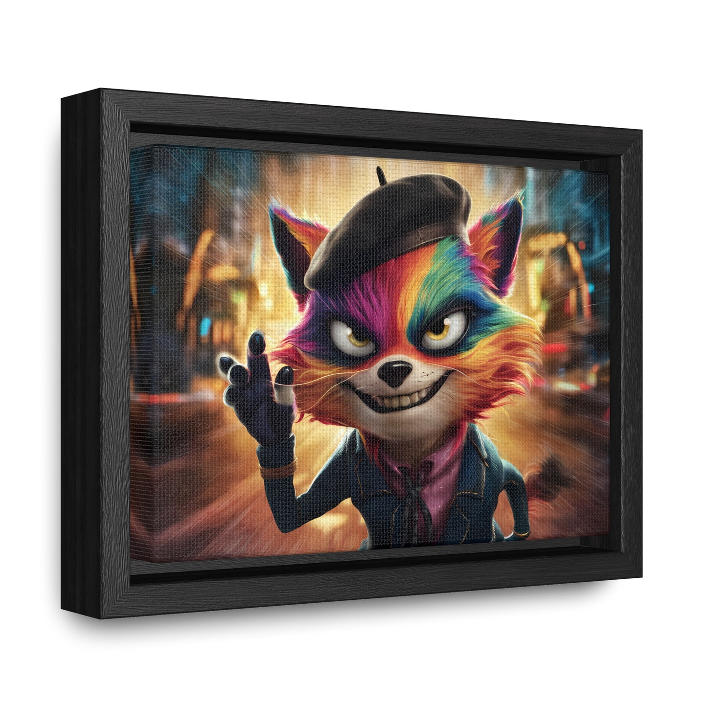 Feline Frenzy in the City Lights - Gallery Canvas Wraps, Horizontal Frame