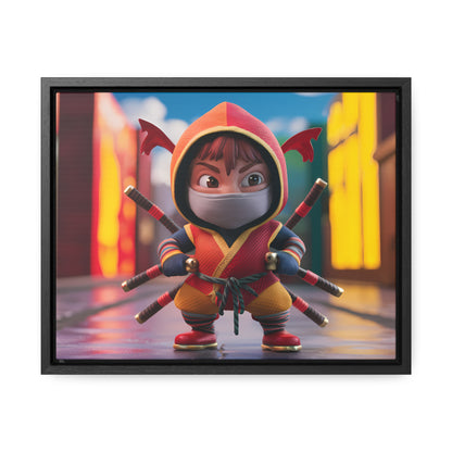 "Chibi Ninja Warrior in the City" - Gallery Canvas Wraps, Horizontal Frame