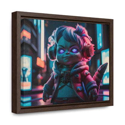 Neon Guardian in the Cyber City - Gallery Canvas Wraps, Horizontal Frame