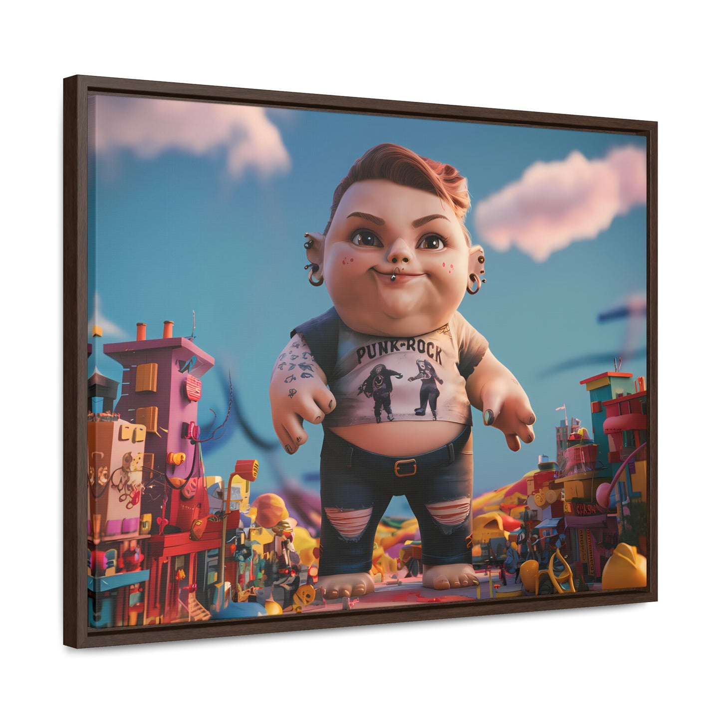 "Punk Rock Titan in Toy Town" - Gallery Canvas Wraps, Horizontal Frame