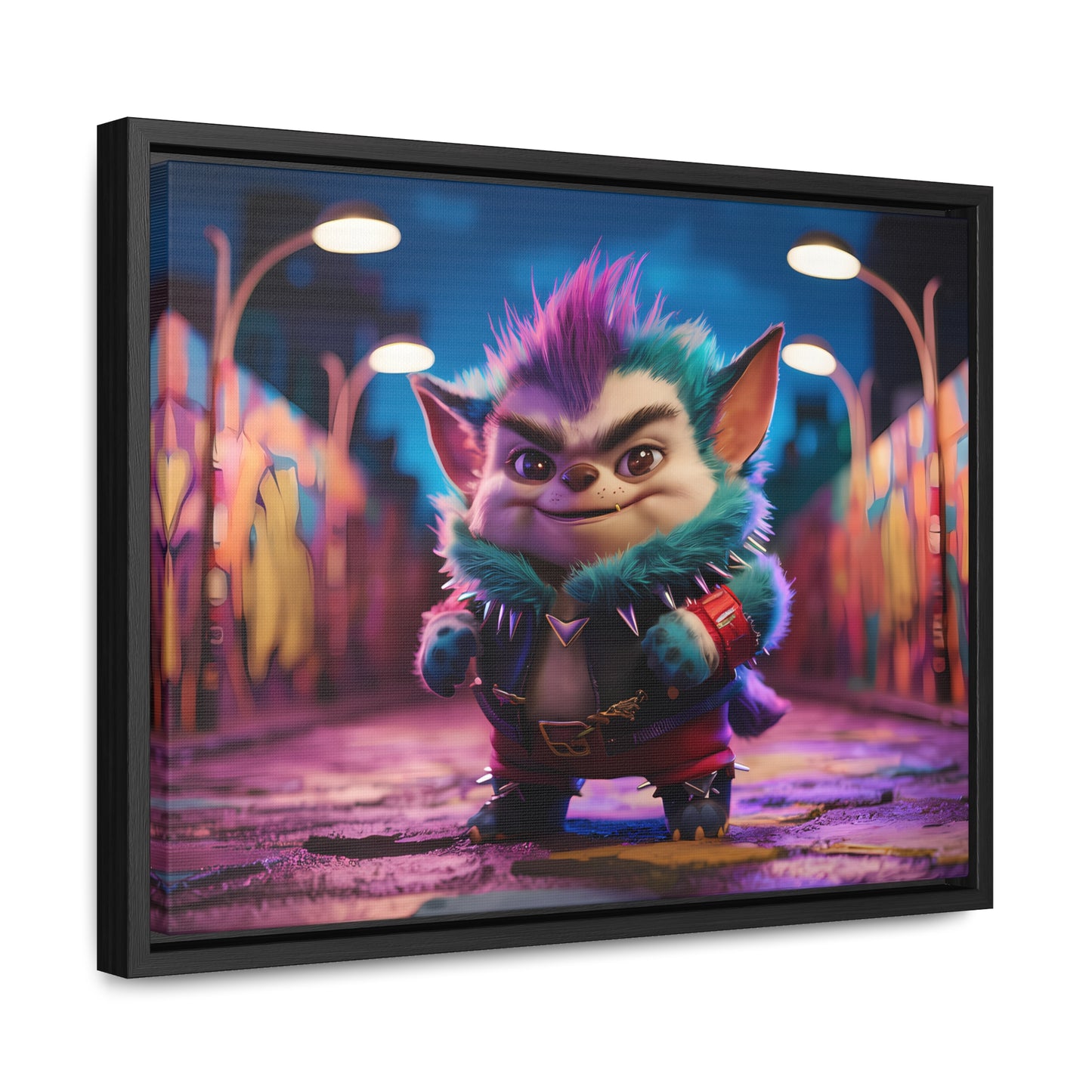 Rebel Furry in the Neon Alley - Gallery Canvas Wraps, Horizontal Frame