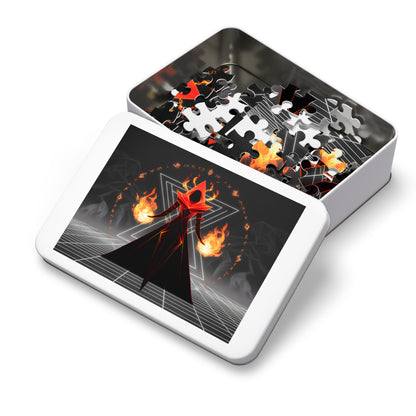 "Arcane Pyromancer in the Digital Realm" - Jigsaw Puzzle (30, 110, 252, 500,1000-Piece)