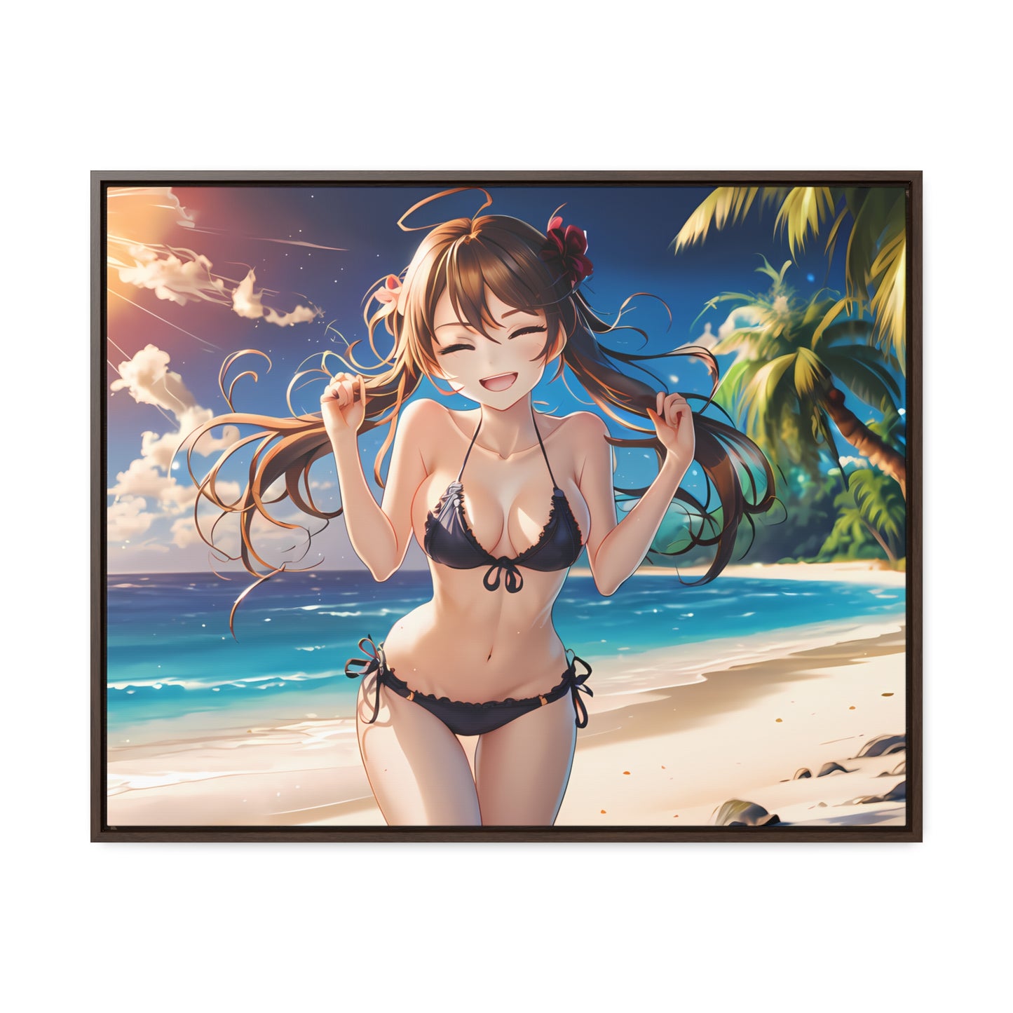 Sunlit Joy on the Beach - Gallery Canvas Wraps, Horizontal Frame