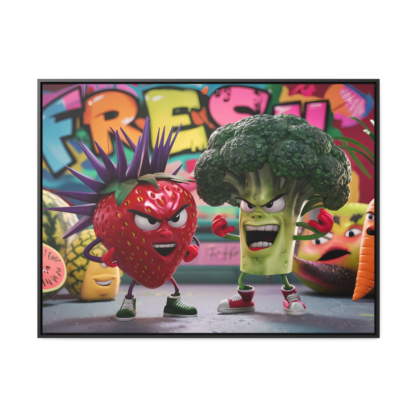"Fresh Fight: Battle of the Bites" - Gallery Canvas Wraps, Horizontal Frame