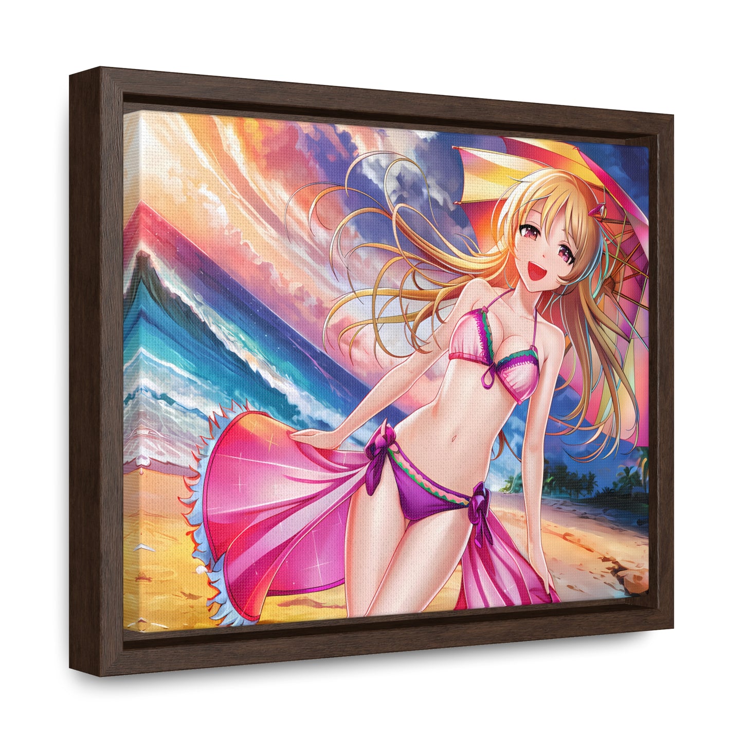 Sunset Stroll on the Beach - Gallery Canvas Wraps, Horizontal Frame