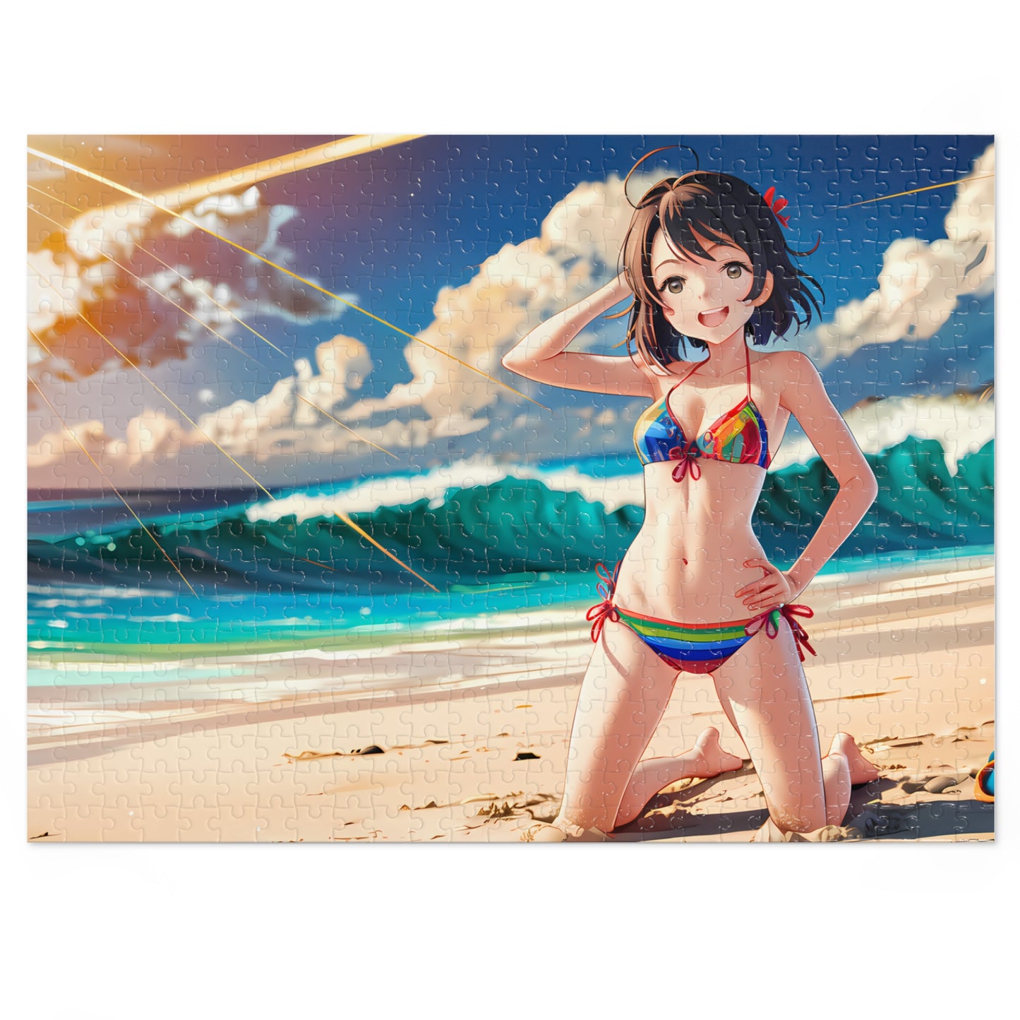 "Sunlit Waves and Smiles" - Jigsaw Puzzle (30, 110, 252, 500,1000-Piece)