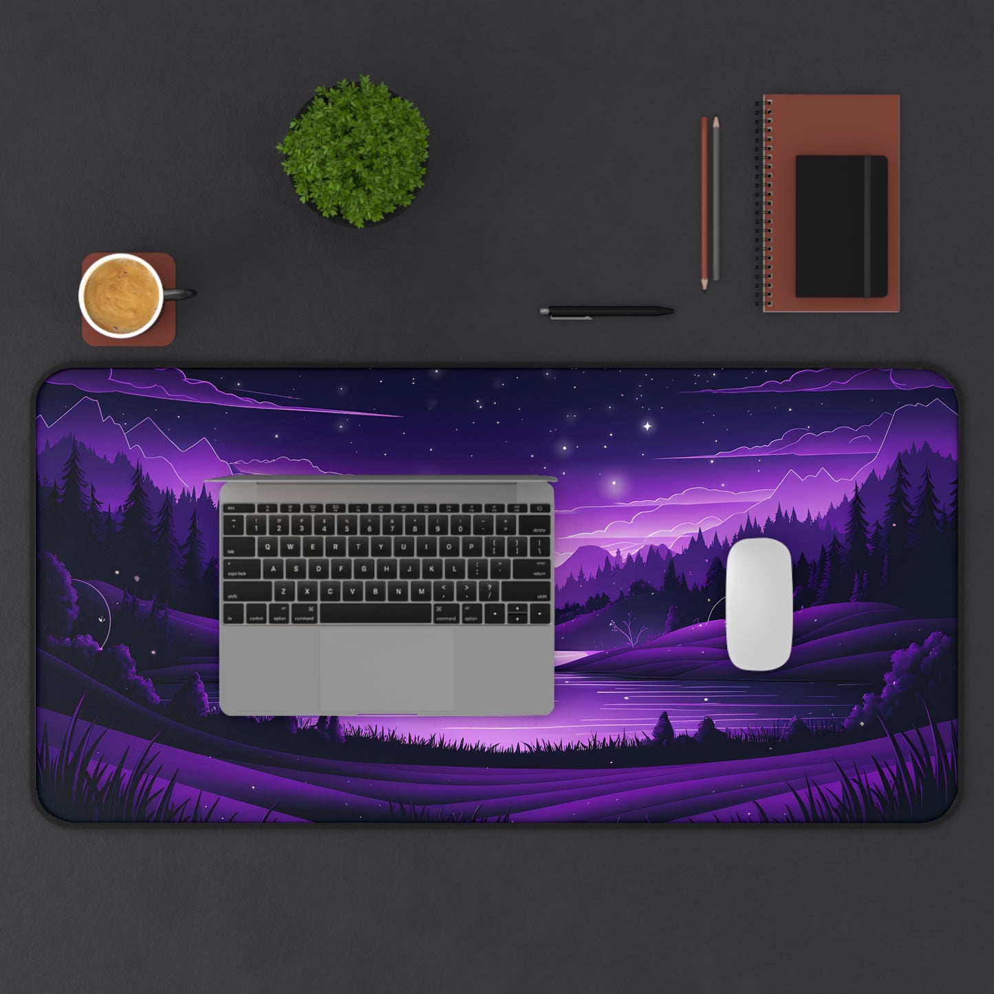 Purple Neon Night - Desk Mat