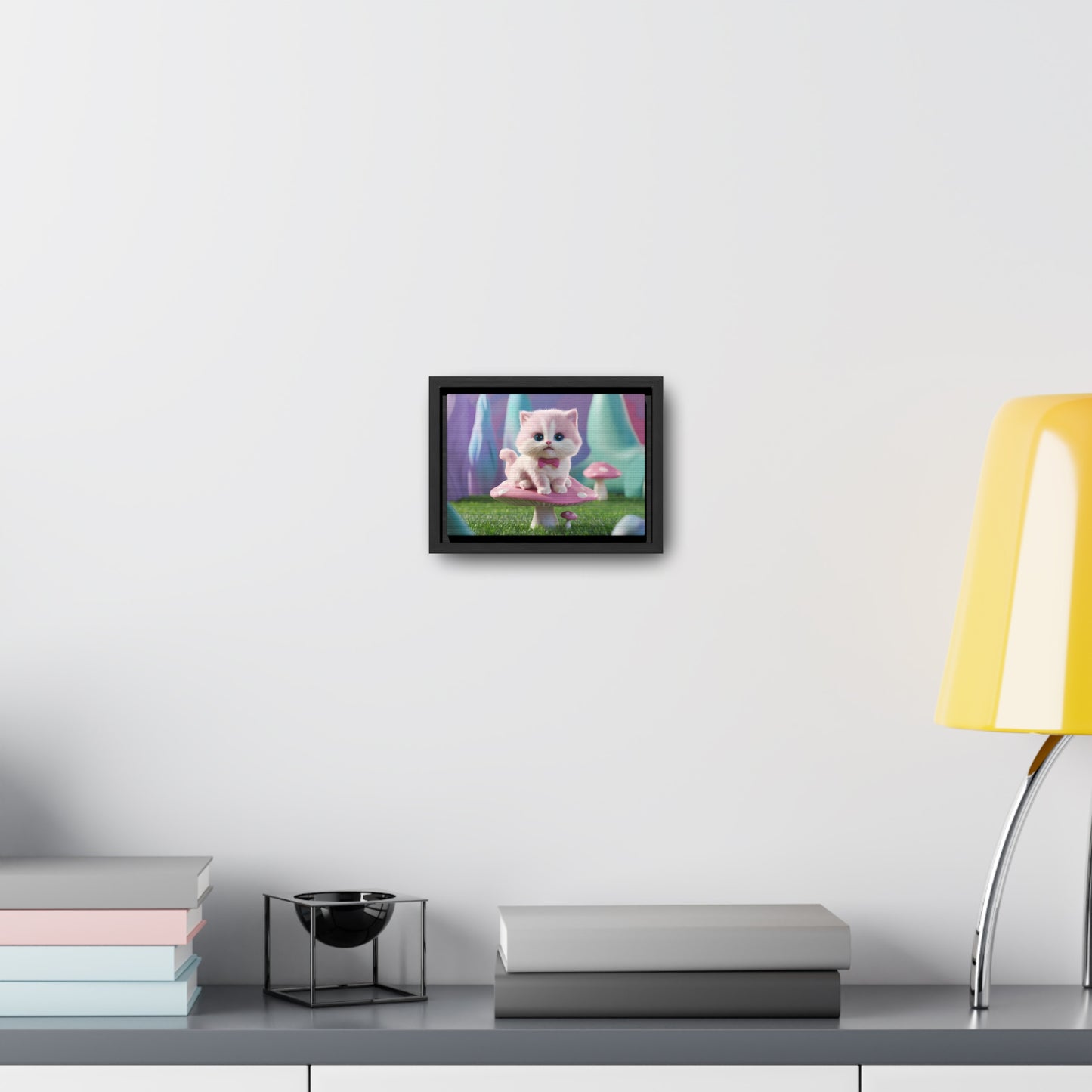 Whimsical Kitten on a Mushroom Throne - Gallery Canvas Wraps, Horizontal Frame