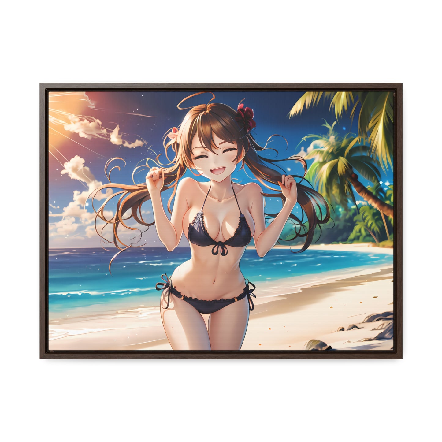 Sunlit Joy on the Beach - Gallery Canvas Wraps, Horizontal Frame