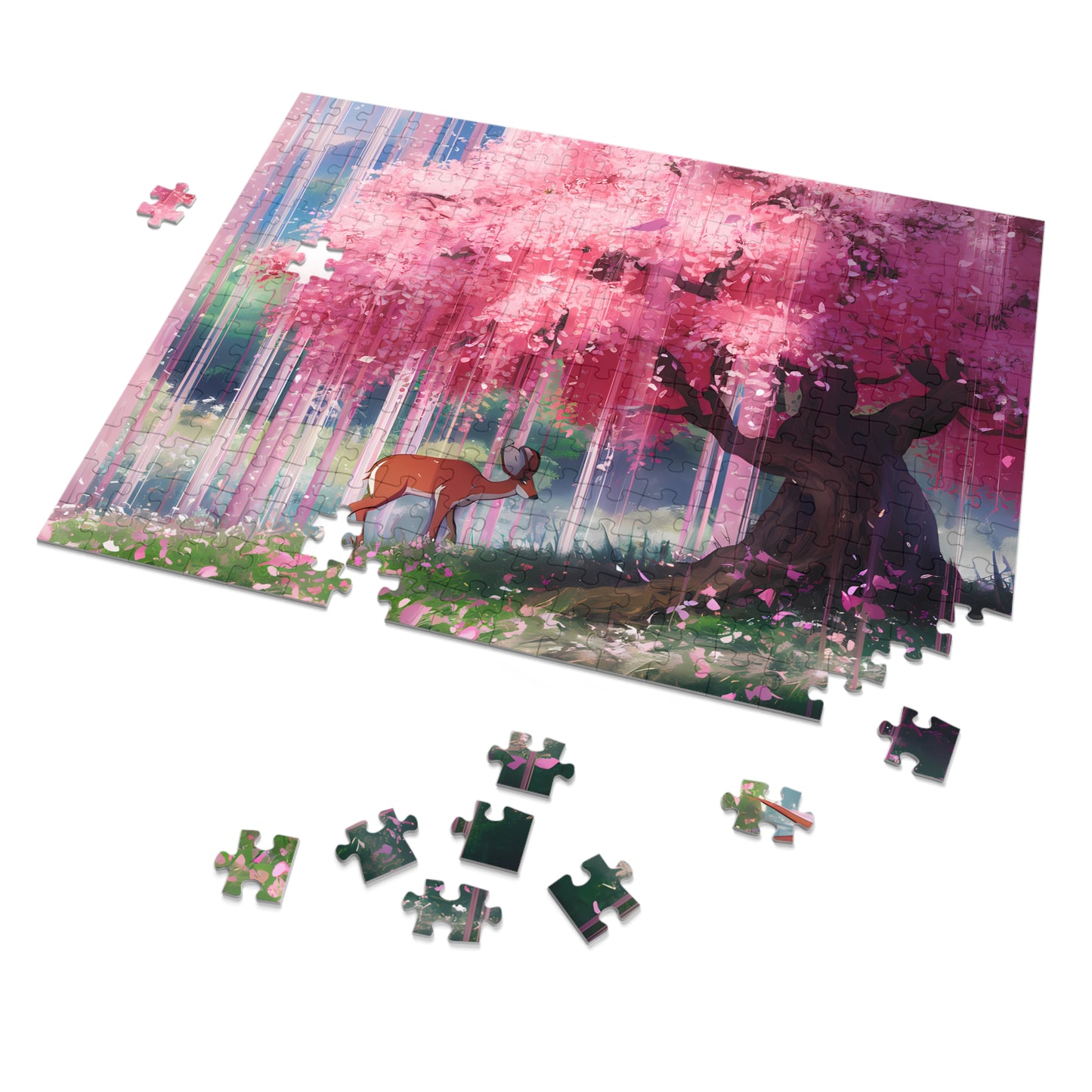 Serenity Under the Sakura Rain - Jigsaw Puzzle (30, 110, 252, 500,1000-Piece)