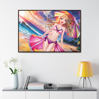 Sunset Stroll on the Beach - Gallery Canvas Wraps, Horizontal Frame