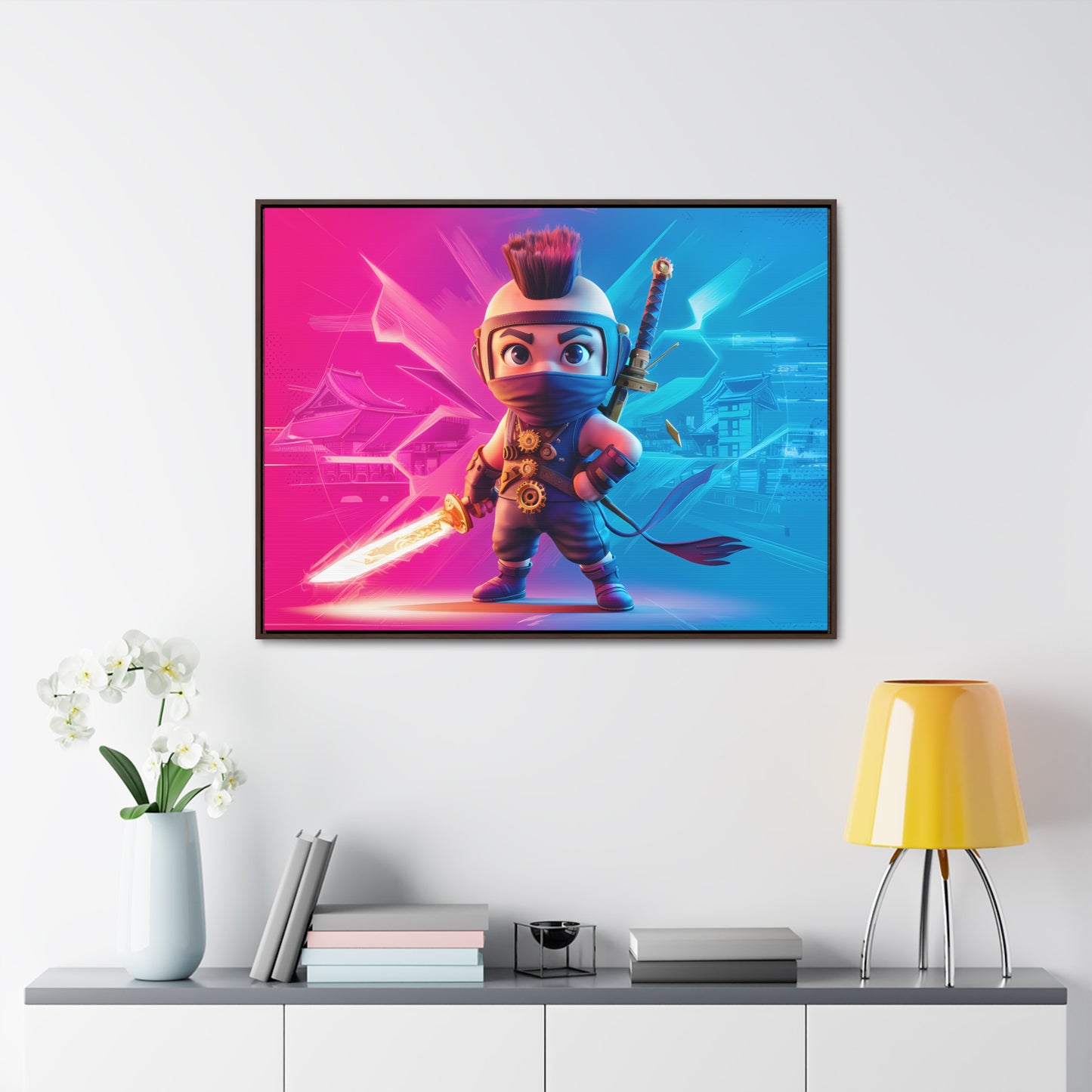 Neon Ninja Showdown - Gallery Canvas Wraps, Horizontal Frame