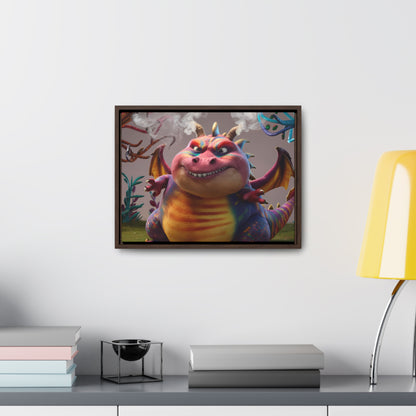 "Smug Rainbow Dragon in a Whimsical Forest" - Gallery Canvas Wraps, Horizontal Frame