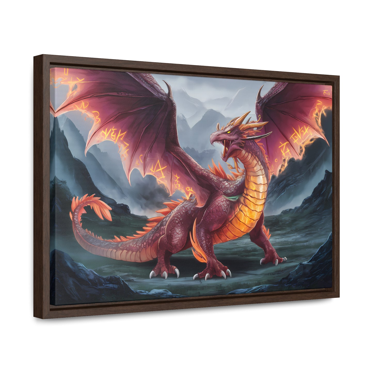 The Inferno Wyrm of the Ashen Peaks - Gallery Canvas Wraps, Horizontal Frame