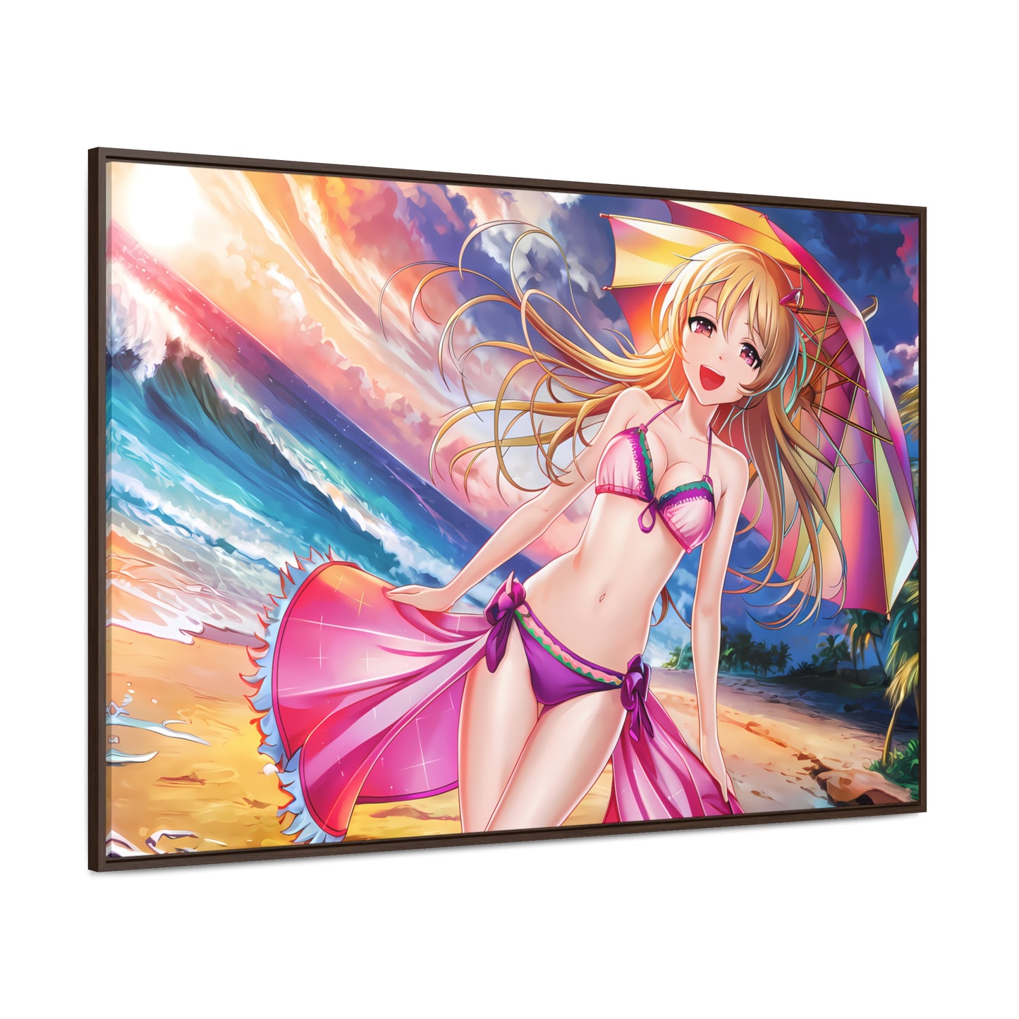 Sunset Stroll on the Beach - Gallery Canvas Wraps, Horizontal Frame