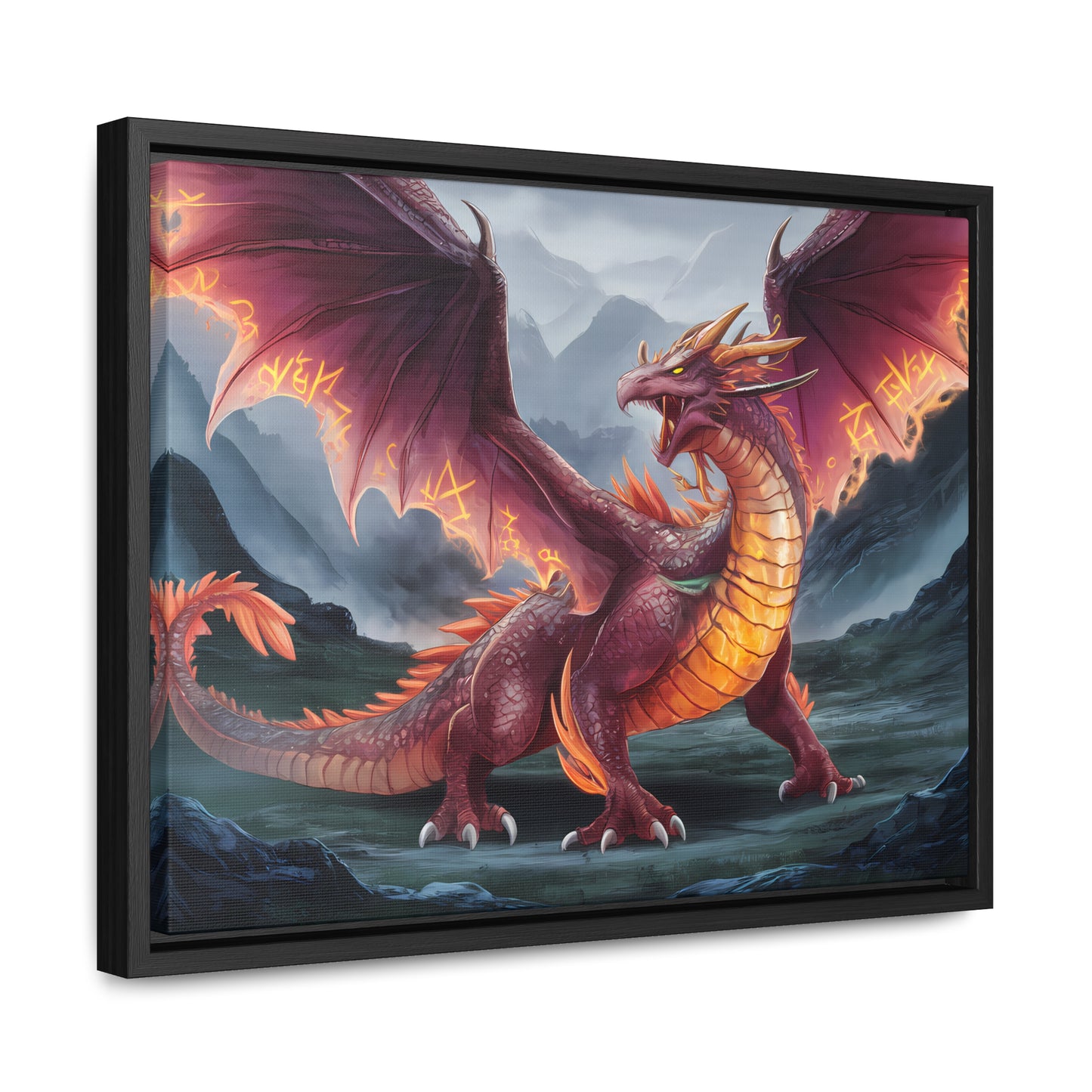 The Inferno Wyrm of the Ashen Peaks - Gallery Canvas Wraps, Horizontal Frame