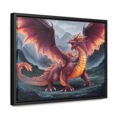 The Inferno Wyrm of the Ashen Peaks - Gallery Canvas Wraps, Horizontal Frame