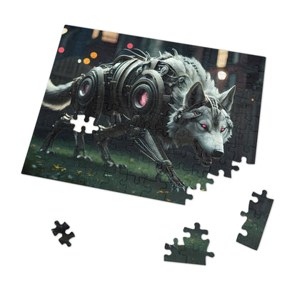 Cybernetic Alpha Wolf in the Urban Night - Jigsaw Puzzle (30, 110, 252, 500,1000-Piece)