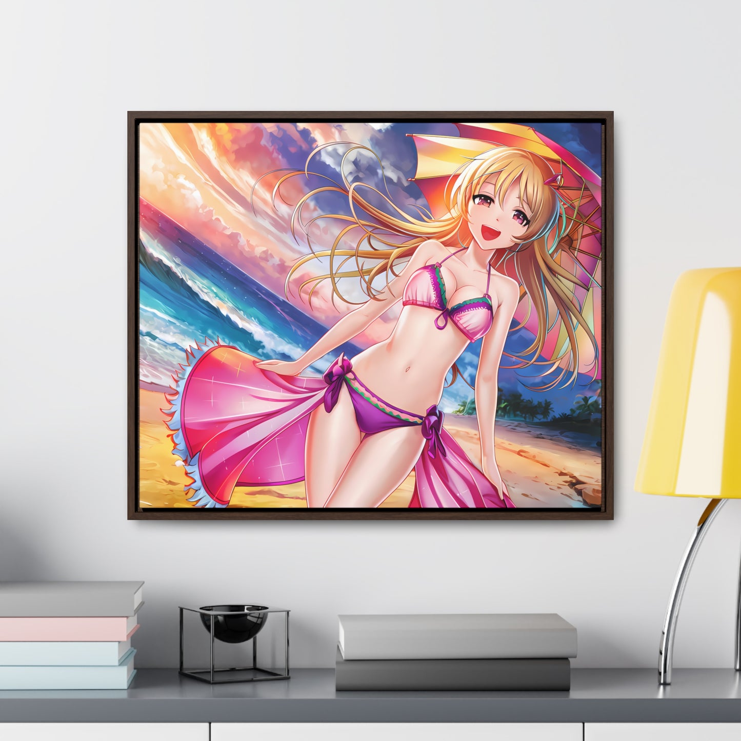 Sunset Stroll on the Beach - Gallery Canvas Wraps, Horizontal Frame