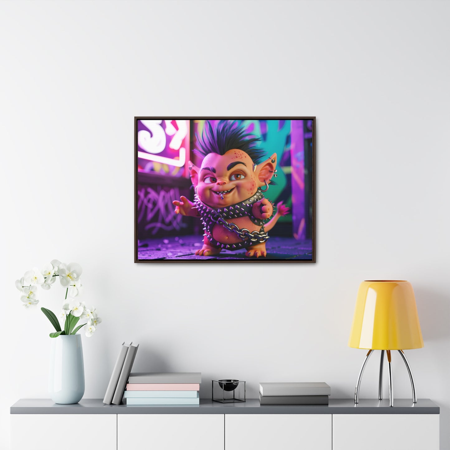 Punk Goblin in the Neon Alley - Gallery Canvas Wraps, Horizontal Frame