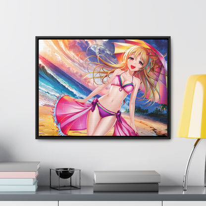 Sunset Stroll on the Beach - Gallery Canvas Wraps, Horizontal Frame