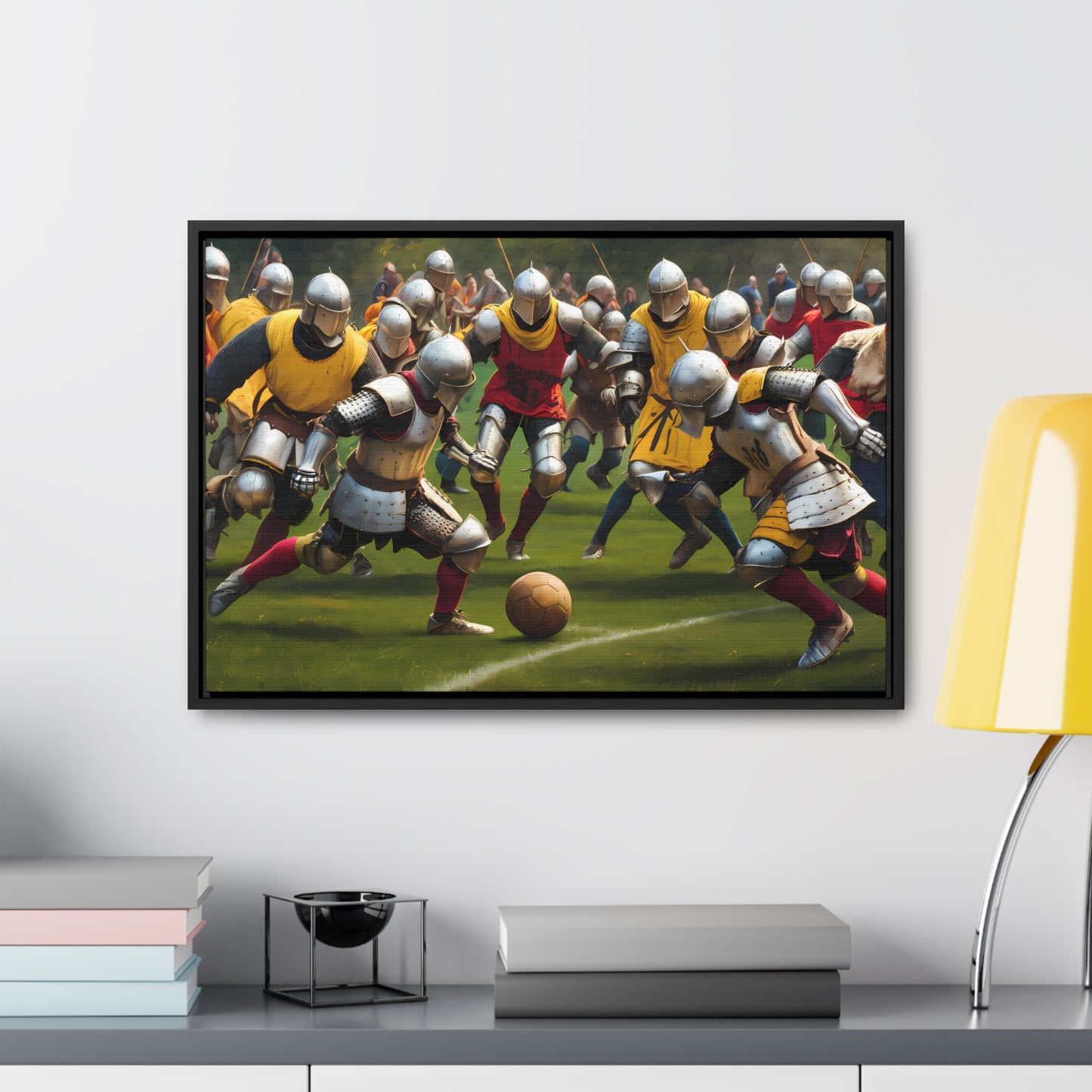 Medieval Football Battle - Gallery Canvas Wraps, Horizontal Frame