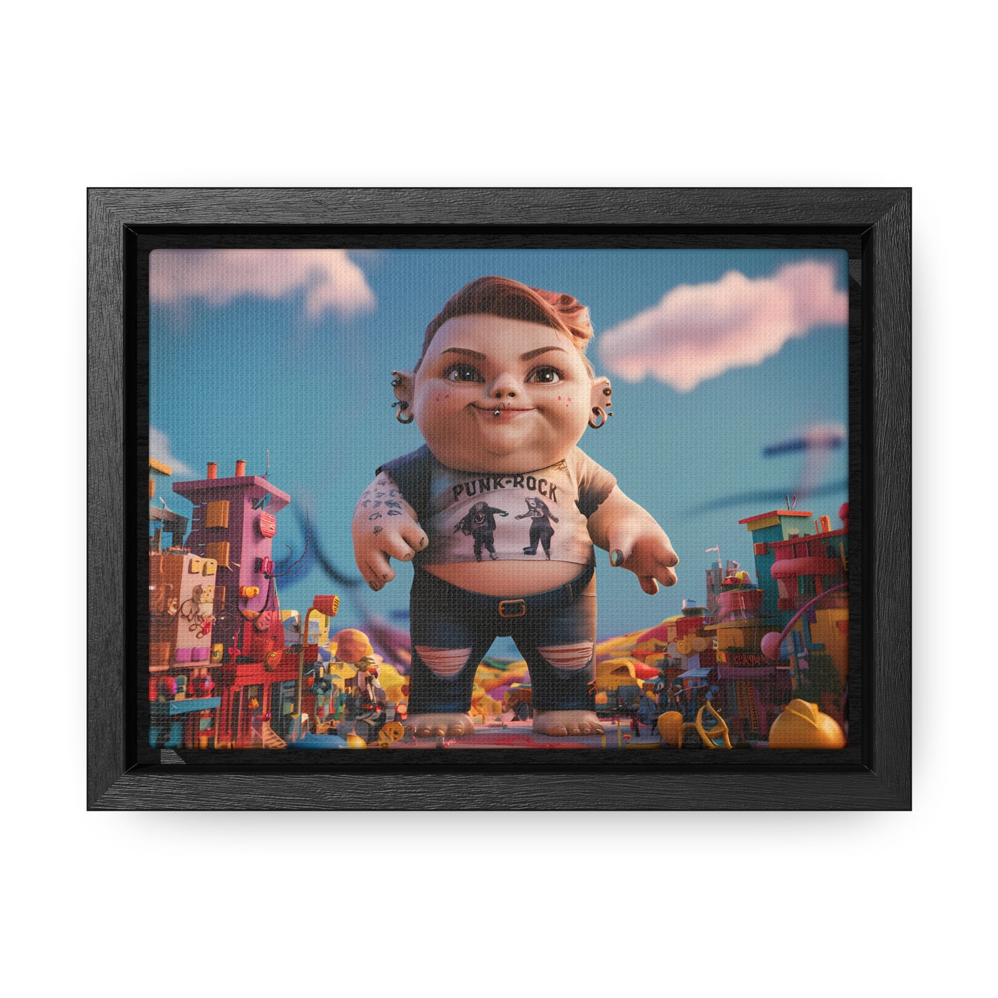 "Punk Rock Titan in Toy Town" - Gallery Canvas Wraps, Horizontal Frame