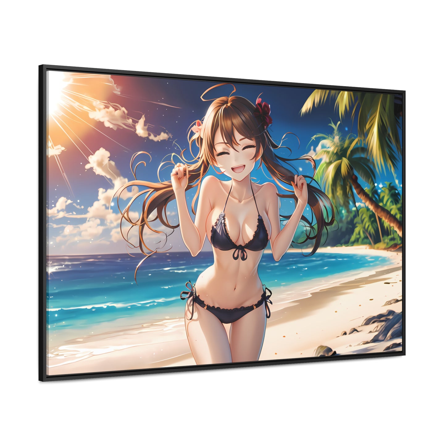 Sunlit Joy on the Beach - Gallery Canvas Wraps, Horizontal Frame