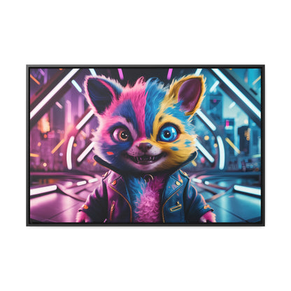 Neon Paws in the Cyber City - Gallery Canvas Wraps, Horizontal Frame