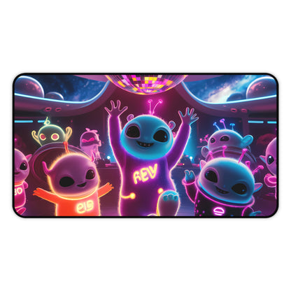 Alien Dance Party in Space - Desk Mat
