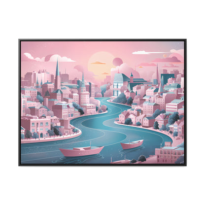 Serene City at Dawn - Gallery Canvas Wraps, Horizontal Frame
