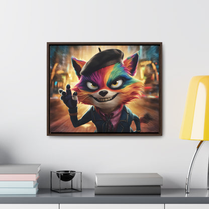 Feline Frenzy in the City Lights - Gallery Canvas Wraps, Horizontal Frame