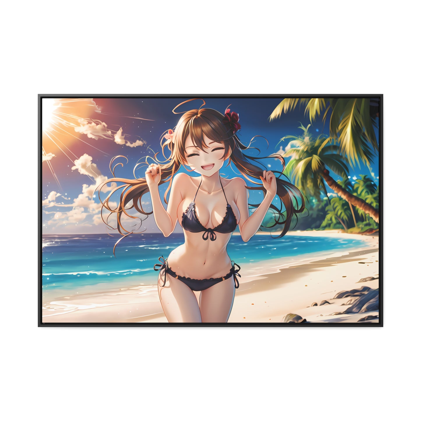 Sunlit Joy on the Beach - Gallery Canvas Wraps, Horizontal Frame
