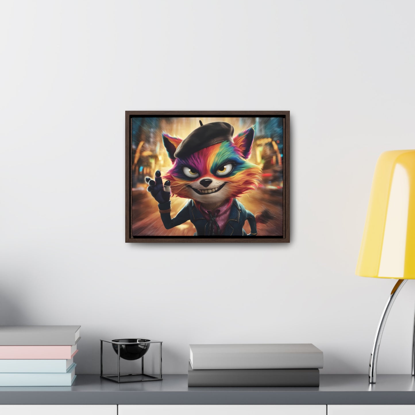 Feline Frenzy in the City Lights - Gallery Canvas Wraps, Horizontal Frame