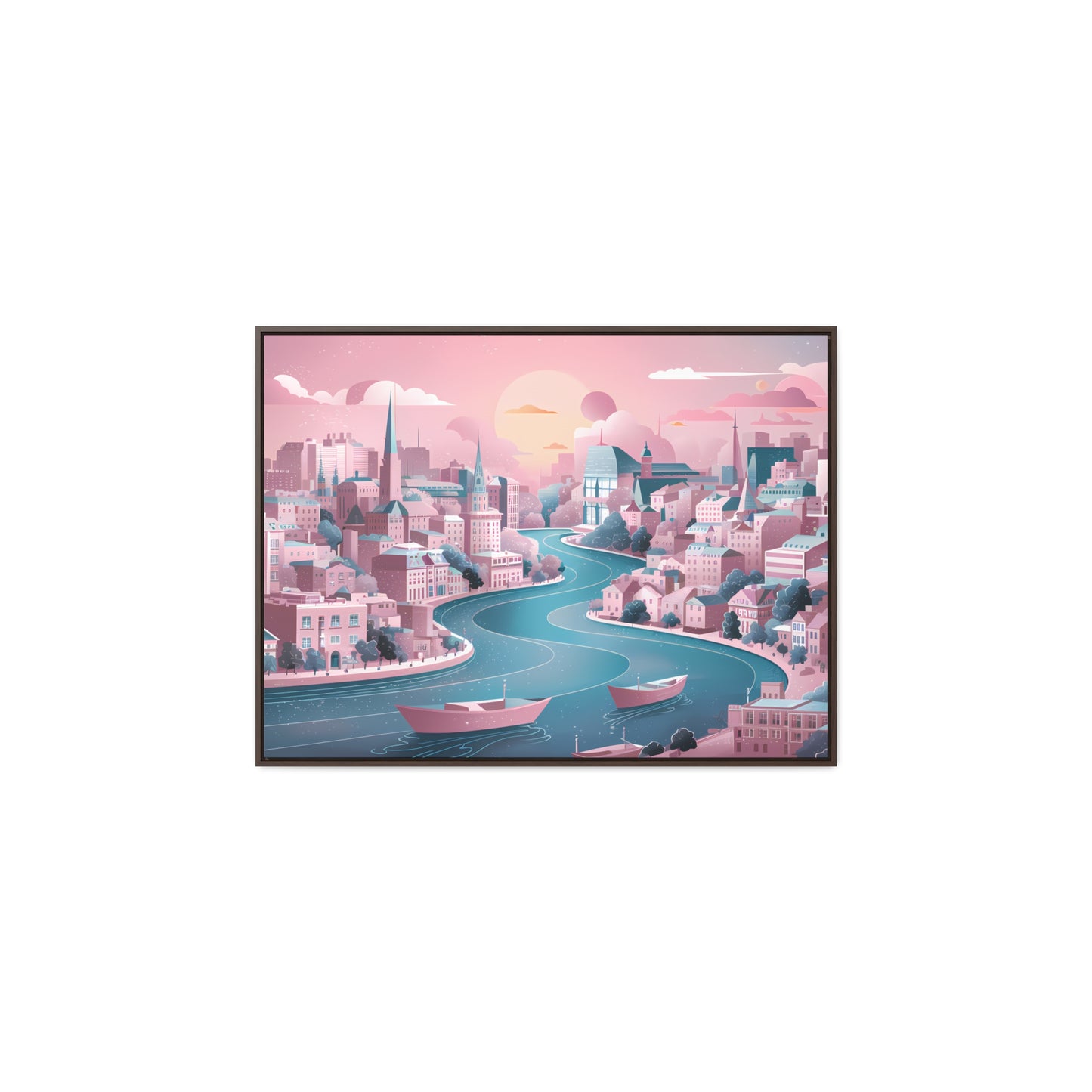 Serene City at Dawn - Gallery Canvas Wraps, Horizontal Frame