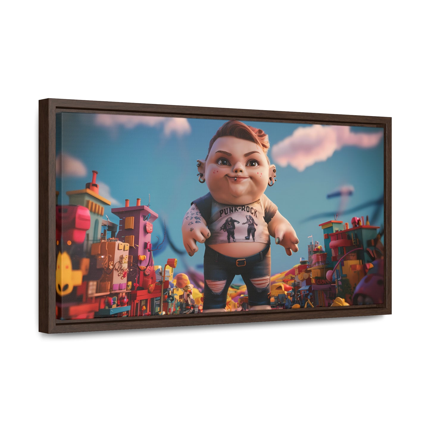 "Punk Rock Titan in Toy Town" - Gallery Canvas Wraps, Horizontal Frame