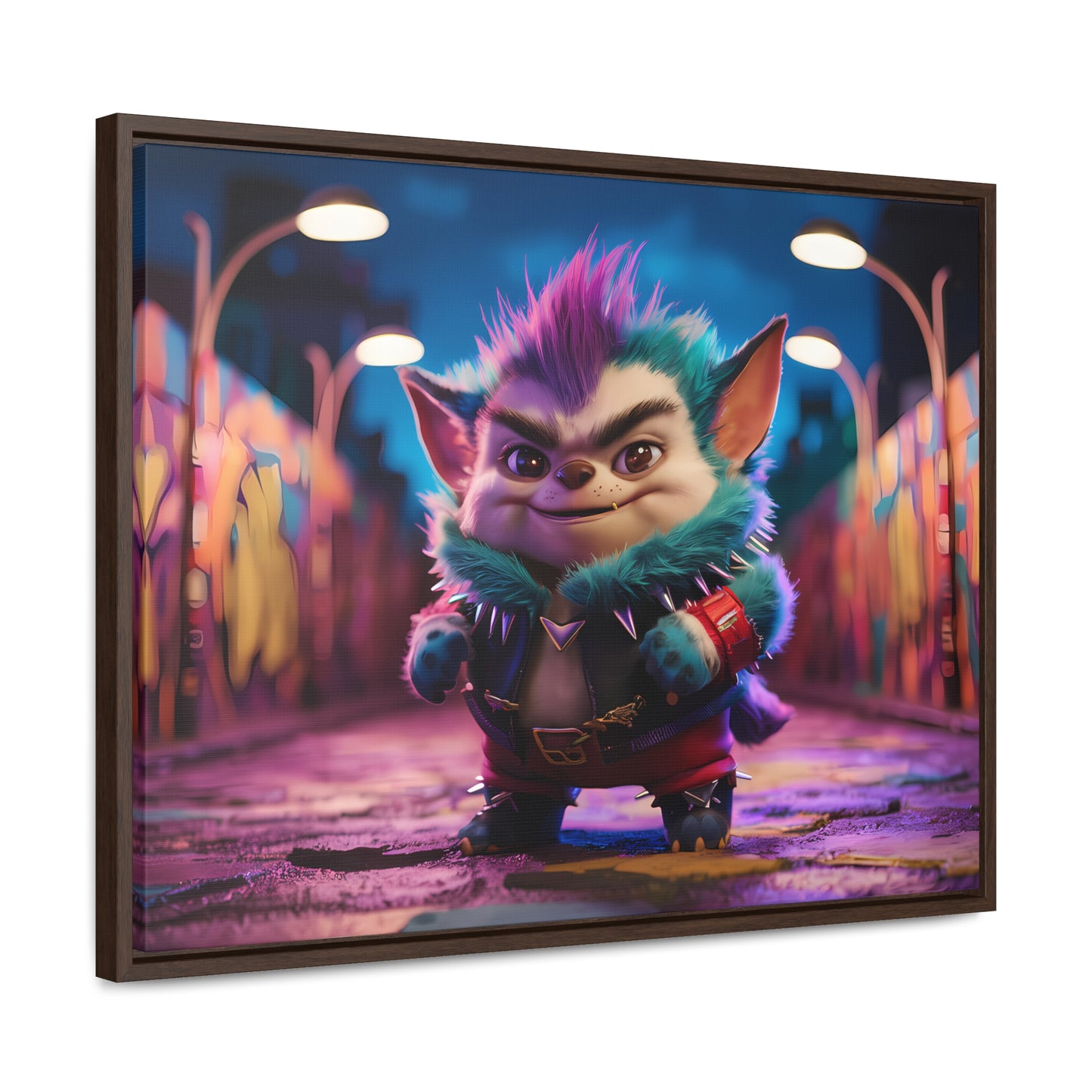 Rebel Furry in the Neon Alley - Gallery Canvas Wraps, Horizontal Frame