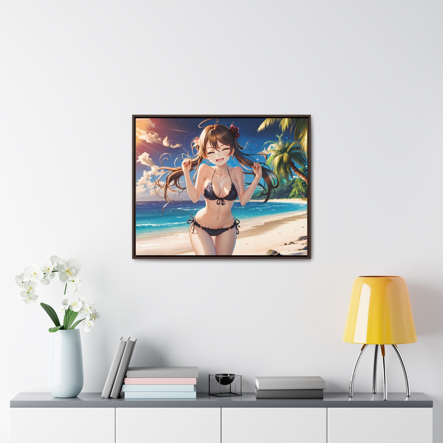 Sunlit Joy on the Beach - Gallery Canvas Wraps, Horizontal Frame