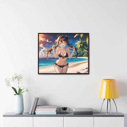 Sunlit Joy on the Beach - Gallery Canvas Wraps, Horizontal Frame