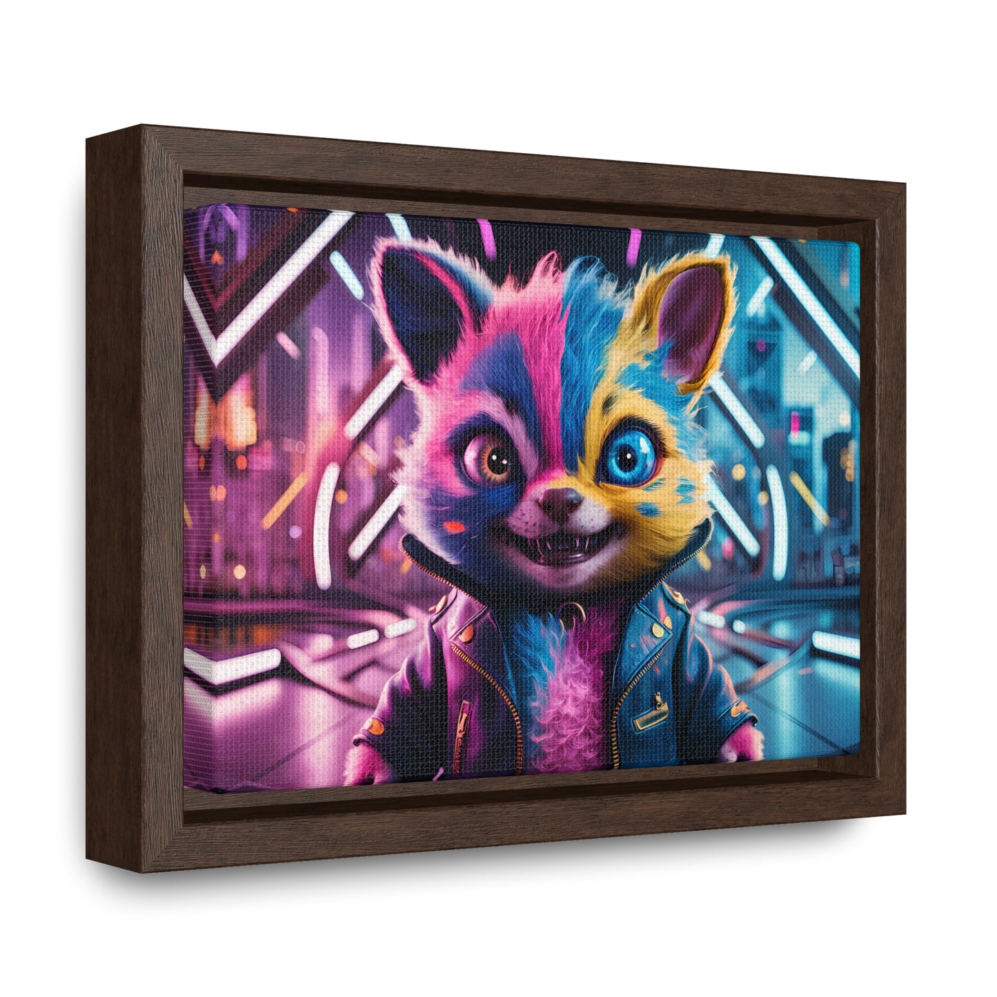 Neon Paws in the Cyber City - Gallery Canvas Wraps, Horizontal Frame
