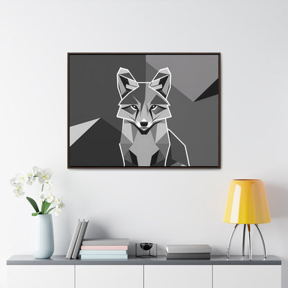 "Geometric Fox in Monochrome" - Gallery Canvas Wraps, Horizontal Frame