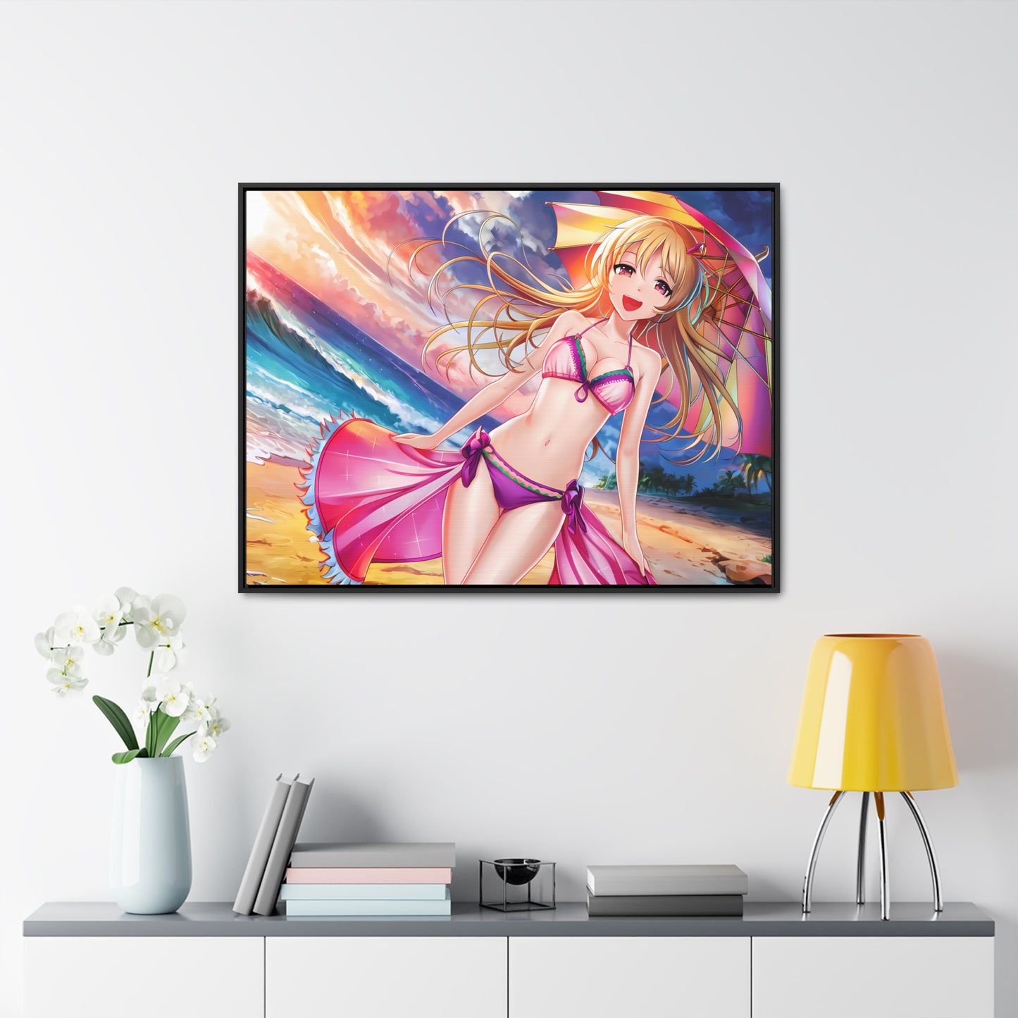Sunset Stroll on the Beach - Gallery Canvas Wraps, Horizontal Frame